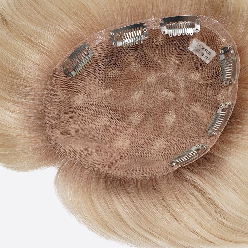 Custom French Lace Topper With Spot Highlight Hair Color
