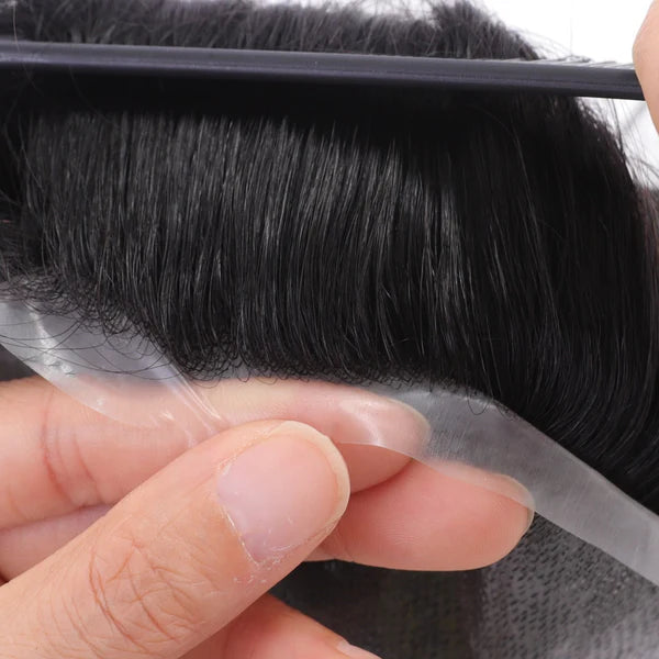 Human Hair 1A Black Color V-loop Undetectable Thin Skin Hair Systems