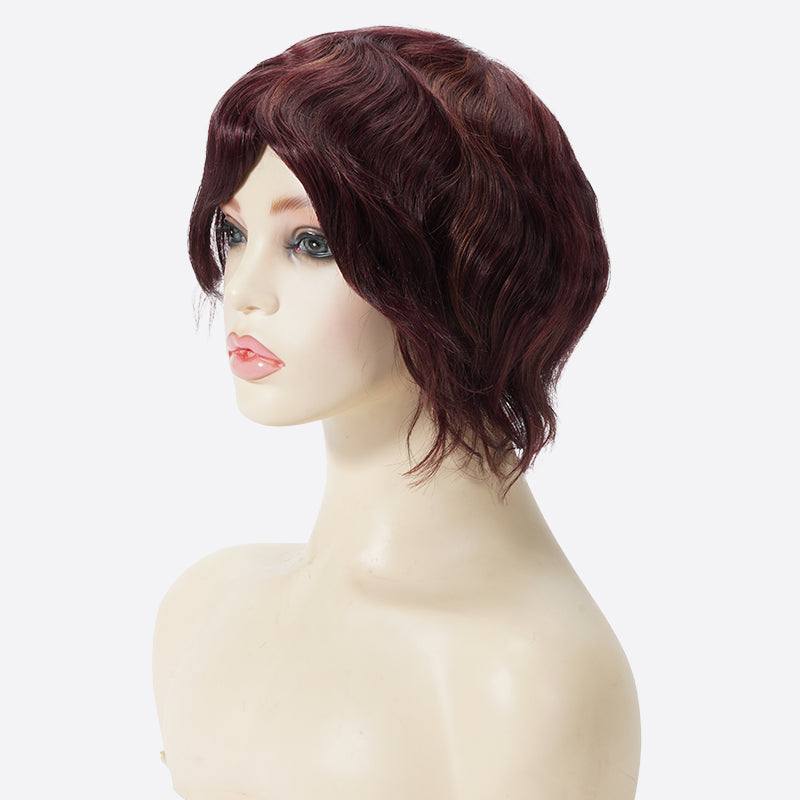 Burgundy Highlight Toupee Is French Lace Custom Toupee
