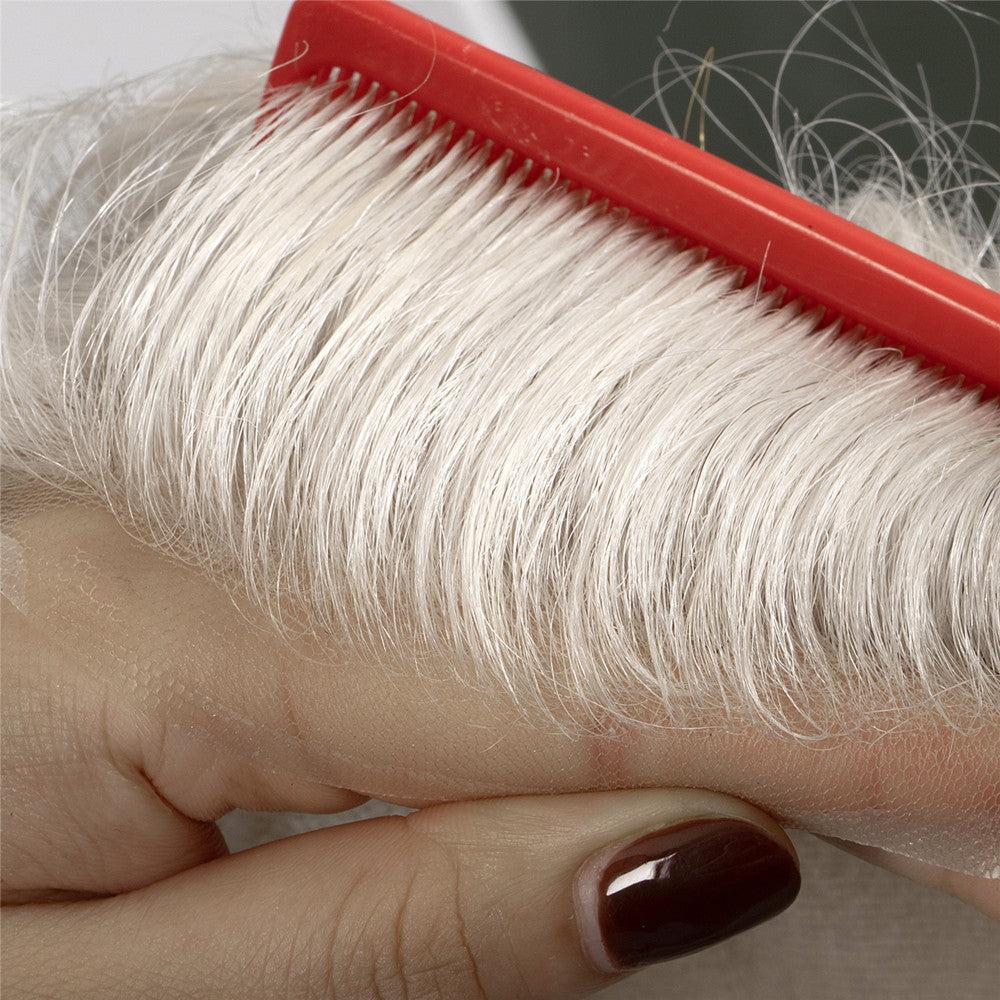 European Hair #60 Grey Color French Lace With PU Back Toupee For Men