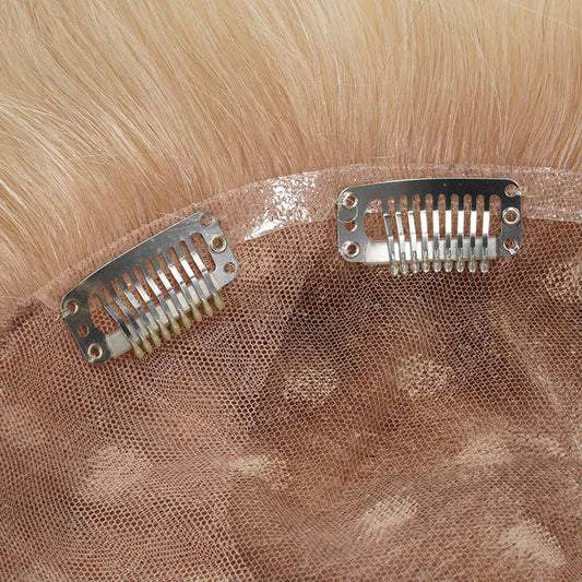 Custom French Lace Topper With Spot Highlight Hair Color
