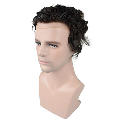 Human Hair Natural Color Full French Lace Hair Pieces